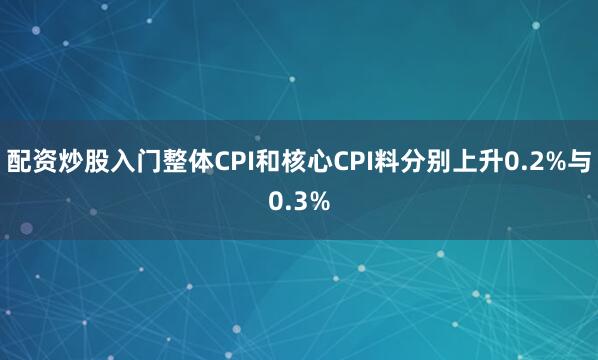 配资炒股入门整体CPI和核心CPI料分别上升0.2%与0.3%